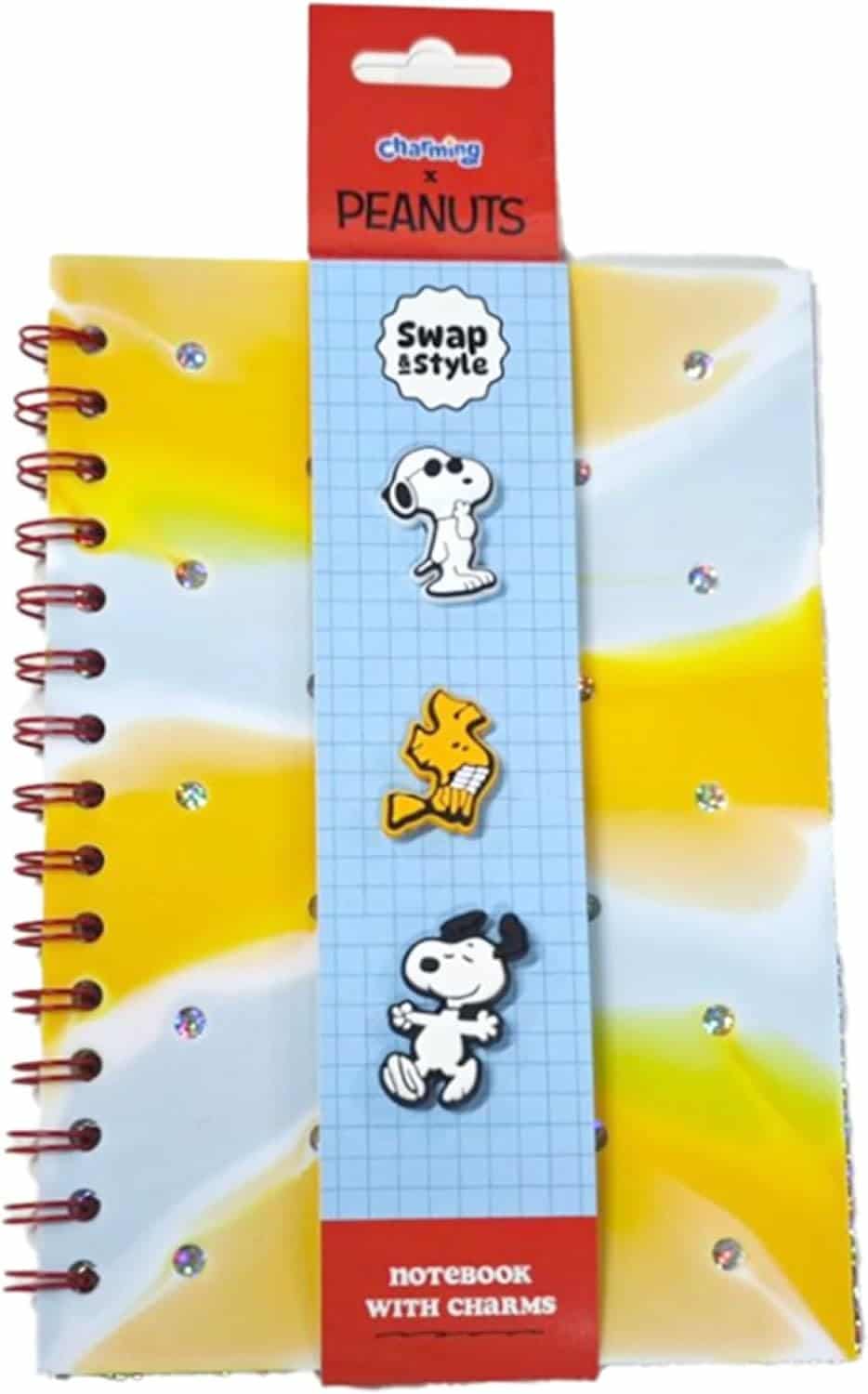 Caderno A5 em Silicone com Adornos: Peanuts – Snoopy & Woodstock